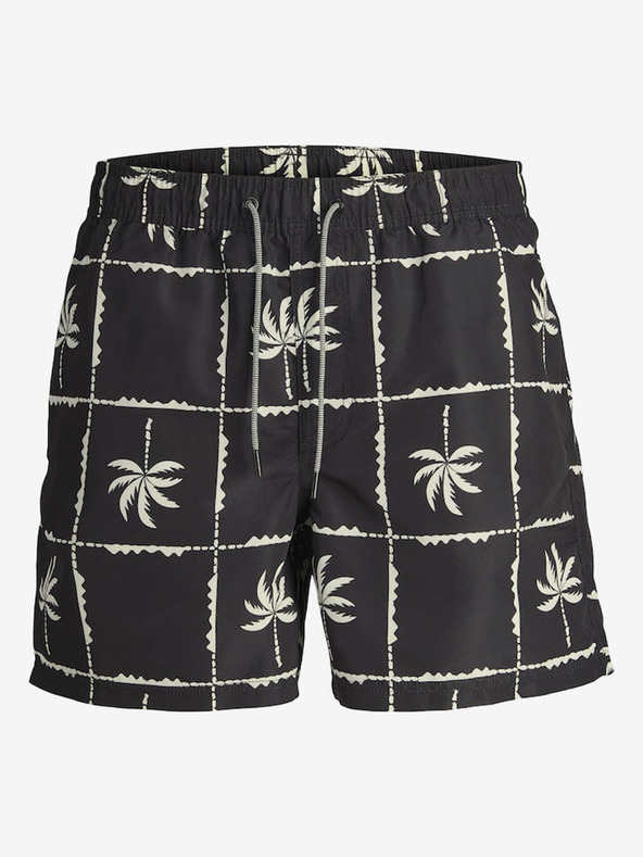 Jack & Jones Čierne pánske vzorované plavky Jack & Jones Fiji