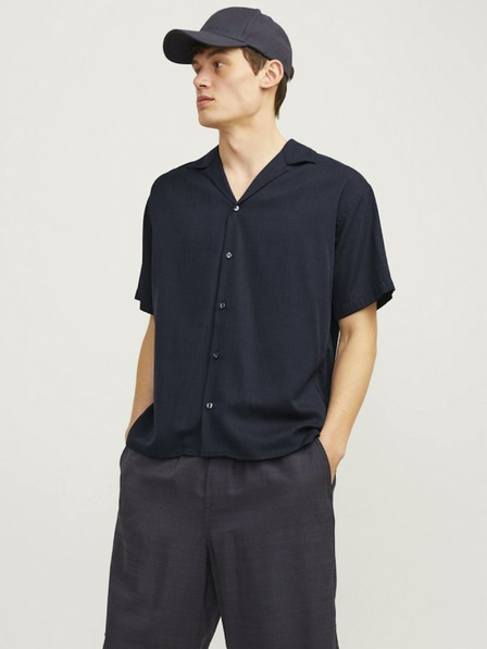 Jack & Jones Tmavomodrá pánska košeľa s krátkym rukávom Jack & Jones Aaron