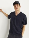 Jack & Jones Tmavomodrá pánska košeľa s krátkym rukávom Jack & Jones Aaron