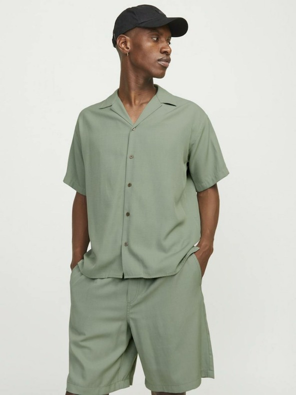 Jack & Jones Zelená pánska košeľa s krátkym rukávom Jack & Jones Aaron