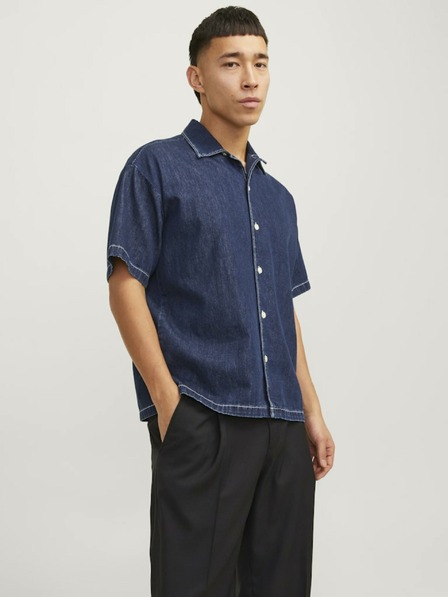 Jack & Jones Modrá pánska džínsová košeľa s krátkym rukávom Jack & Jones Palma