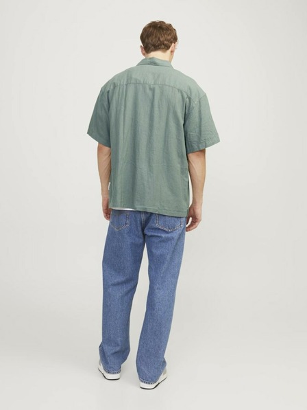Jack & Jones Zelená pánska ľanová košeľa s krátkym rukávom Jack & Jones Faro