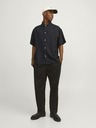 Jack & Jones Čierna pánska ľanová košeľa s krátkym rukávom Jack & Jones Faro