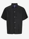 Jack & Jones Čierna pánska ľanová košeľa s krátkym rukávom Jack & Jones Faro