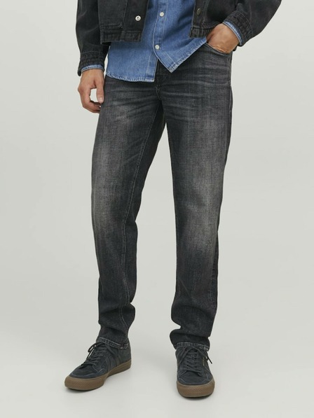Jack & Jones Čierne pánske džínsy rovného strihu Jack & Jones Mike