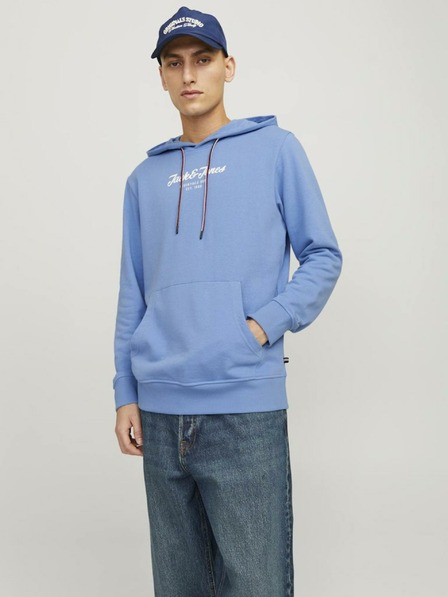 Jack & Jones Modrá pánska mikina Jack & Jones Henry s kapucňou