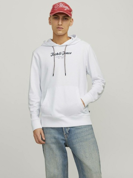 Jack & Jones Biela pánska mikina Jack & Jones Henry s kapucňou