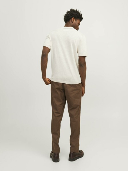 Jack & Jones Krémová pánska polokošeľa Jack & Jones zo zmesi ľanu