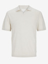 Jack & Jones Krémová pánska polokošeľa Jack & Jones zo zmesi ľanu