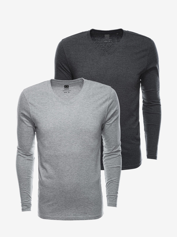 Ombre Clothing Pánske tričko s dlhým rukávom bez potlače - mix 2 ks v balení V1 Z41 basic