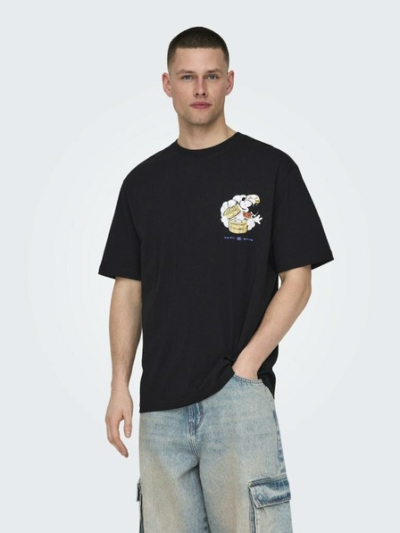 ONLY & SONS Čierne pánske tričko ONLY & SONS Disney