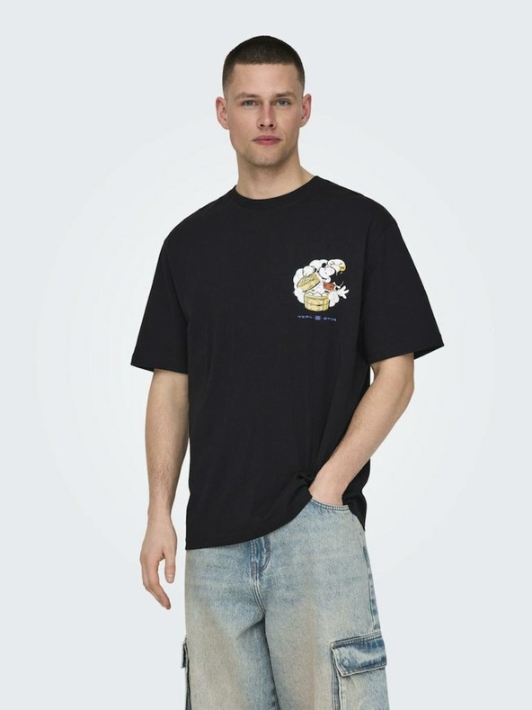 ONLY & SONS Čierne pánske tričko ONLY & SONS Disney