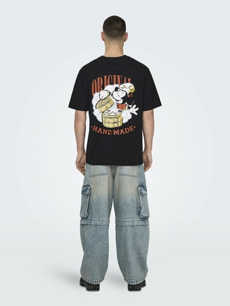 ONLY & SONS Čierne pánske tričko ONLY & SONS Disney