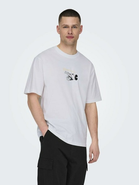 ONLY & SONS Biele pánske tričko ONLY & SONS Disney