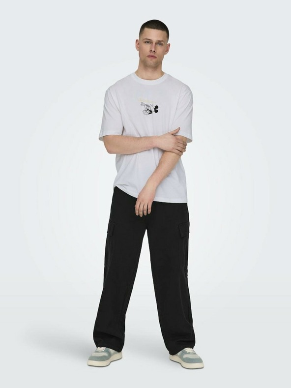 ONLY & SONS Biele pánske tričko ONLY & SONS Disney