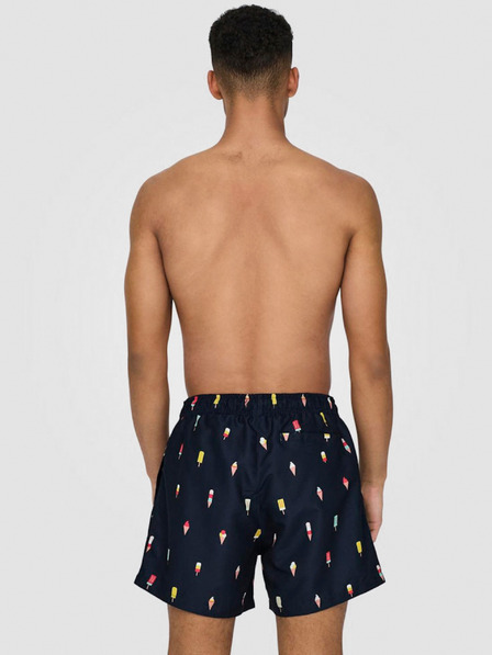 ONLY & SONS Tmavomodré pánske vzorované plavky ONLY & SONS Ted