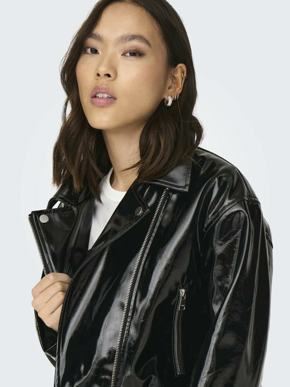 ONLY Čierna dámska kožená bunda ONLY Simone