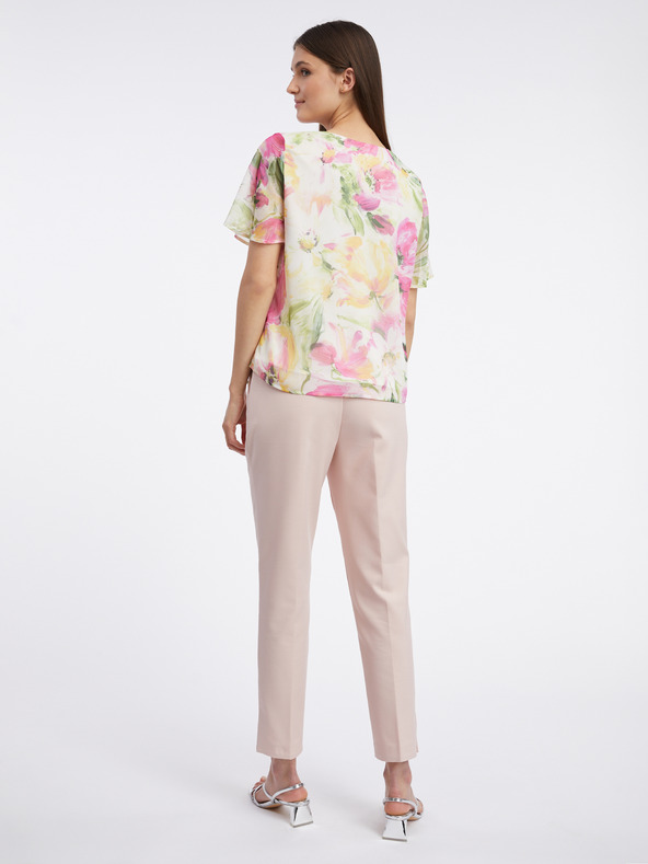 Orsay Ružovo-biela dámska kvetinová blúzka ORSAY