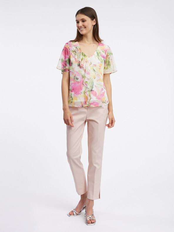 Orsay Ružovo-biela dámska kvetinová blúzka ORSAY