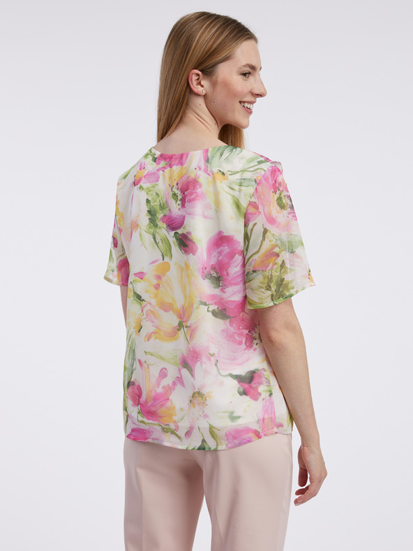 Orsay Ružovo-biela dámska kvetinová blúzka ORSAY