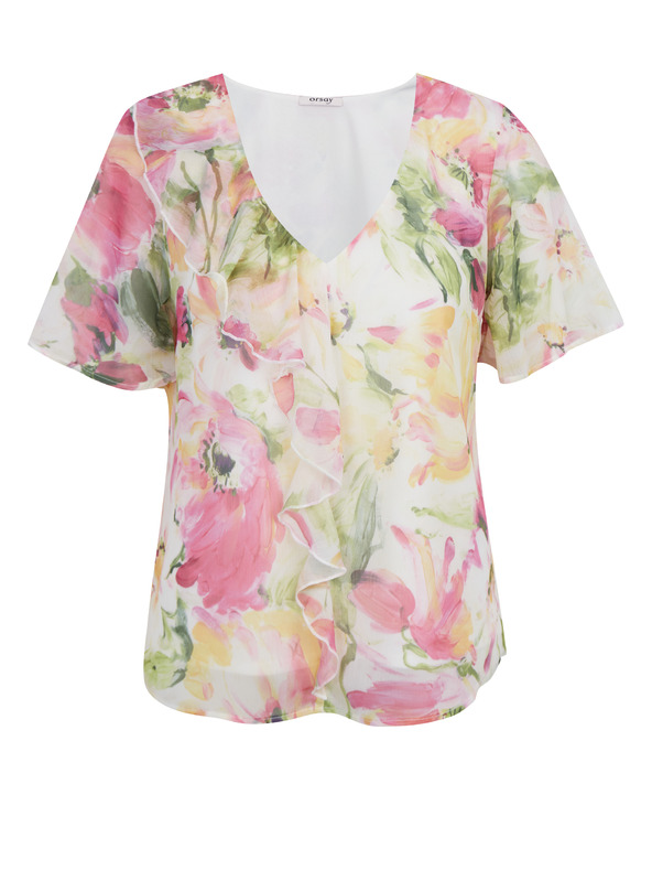 Orsay Ružovo-biela dámska kvetinová blúzka ORSAY