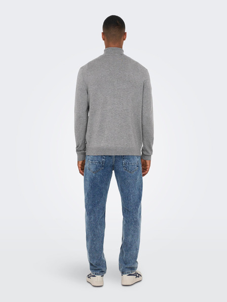 ONLY & SONS Šedý pánsky rolák ONLY & SONS Wyler denim