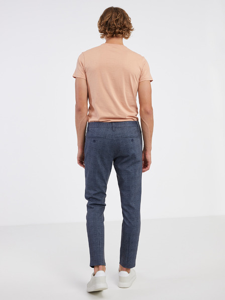 ONLY & SONS Tmavomodré pánske kockované chino nohavice ONLY & SONS Mark