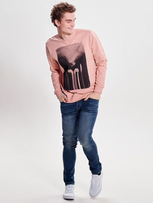 ONLY & SONS Modré úzke džínsy s vyšívaným efektom ONLY & SONS Loom