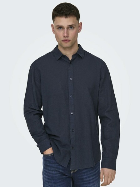 ONLY & SONS Tmavomodré pánske plátenné tričko ONLY & SONS Caiden