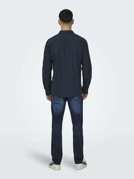 ONLY & SONS Tmavomodré pánske plátenné tričko ONLY & SONS Caiden