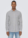 ONLY & SONS Bielo-modrá pánska pruhovaná košeľa s ľanovým plátnom ONLY & SONS Caiden