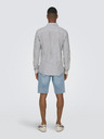 ONLY & SONS Bielo-modrá pánska pruhovaná košeľa s ľanovým plátnom ONLY & SONS Caiden