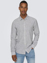 ONLY & SONS Bielo-modrá pánska pruhovaná košeľa s ľanovým plátnom ONLY & SONS Caiden