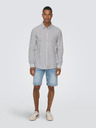 ONLY & SONS Bielo-modrá pánska pruhovaná košeľa s ľanovým plátnom ONLY & SONS Caiden