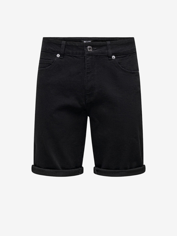 ONLY & SONS Čierne pánske džínsové šortky ONLY & SONS Ply