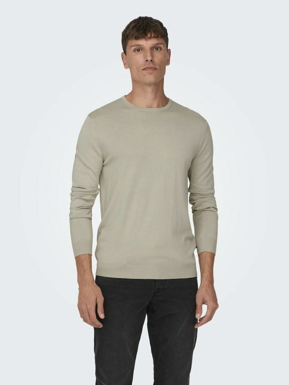 ONLY & SONS Béžový pánsky sveter ONLY & SONS Wyler Life
