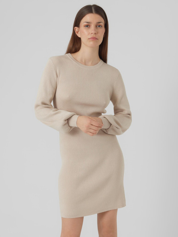 AWARE by VERO MODA Béžové dámske svetrové šaty AWARE by VERO MODA Haya