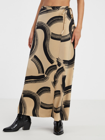 AWARE by VERO MODA Béžová dámska vzorovaná zavinovacia maxi sukňa AWARE by VERO MODA Gusa