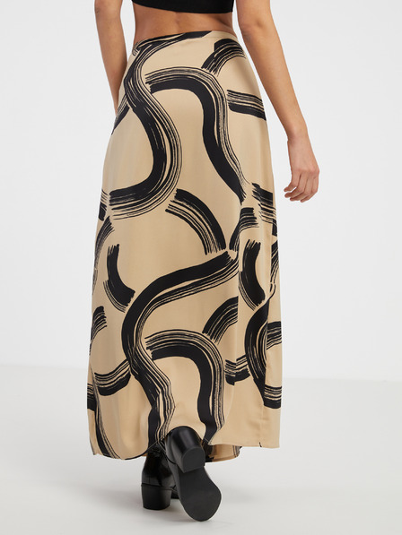 AWARE by VERO MODA Béžová dámska vzorovaná zavinovacia maxi sukňa AWARE by VERO MODA Gusa