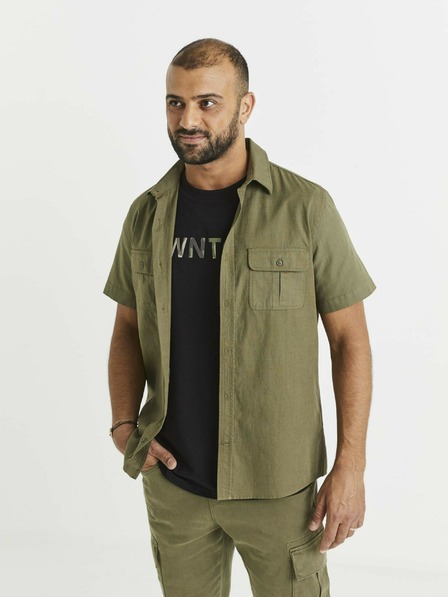 Celio Khaki pánska košeľa s vreckami Celio