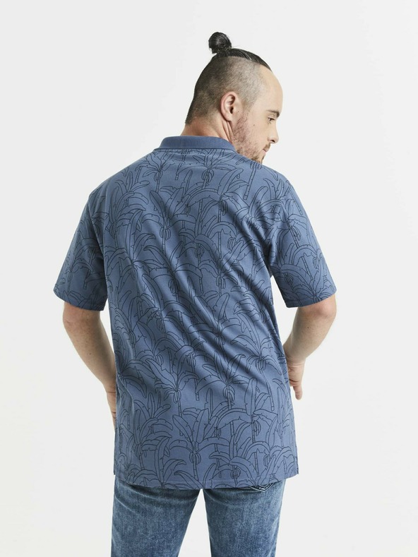 Celio Modré pánske vzorované polo tričko Celio