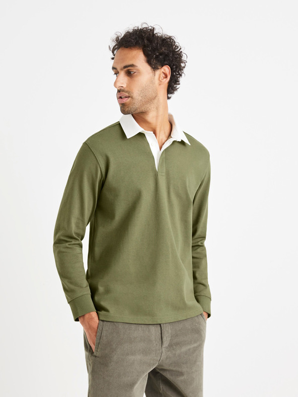 Celio Zelené pánske polo tričko Celio Vemix