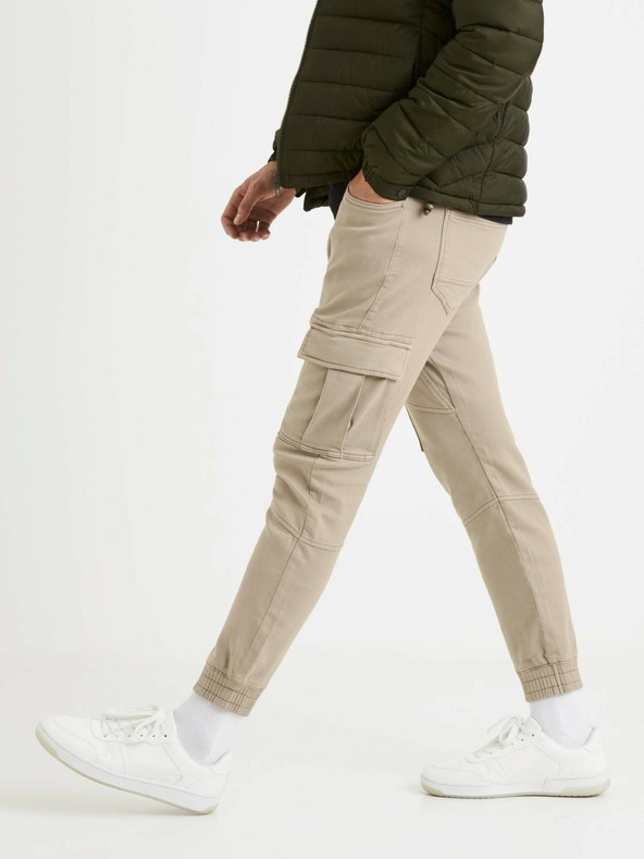 Celio Béžové pánske nohavice Celio Vokit