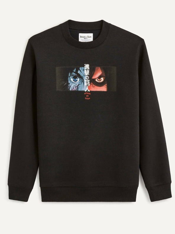 Celio Čierna pánska mikina Celio Attack on Titan