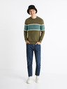 Celio Khaki pánsky pruhovaný sveter Celio