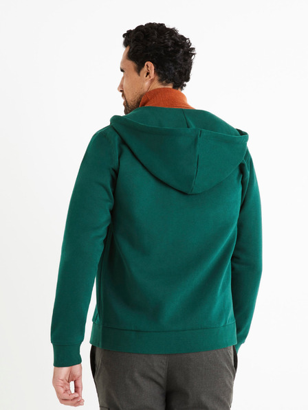 Celio Tmavozelená pánska mikina na zips Celio Vethree