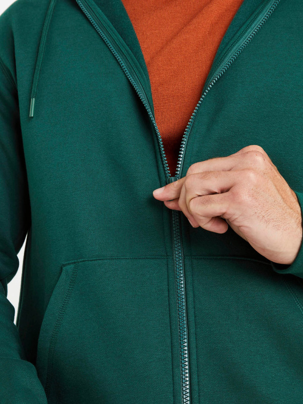 Celio Tmavozelená pánska mikina na zips Celio Vethree
