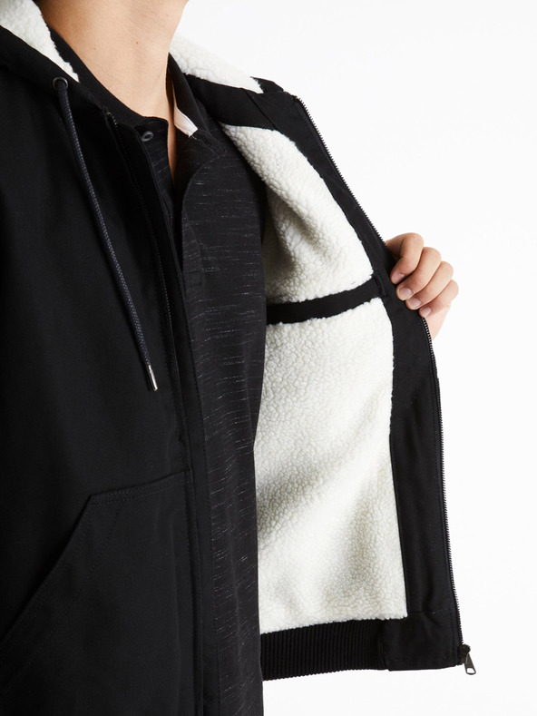 Celio Čierna pánska bunda Celio Cuhoodie
