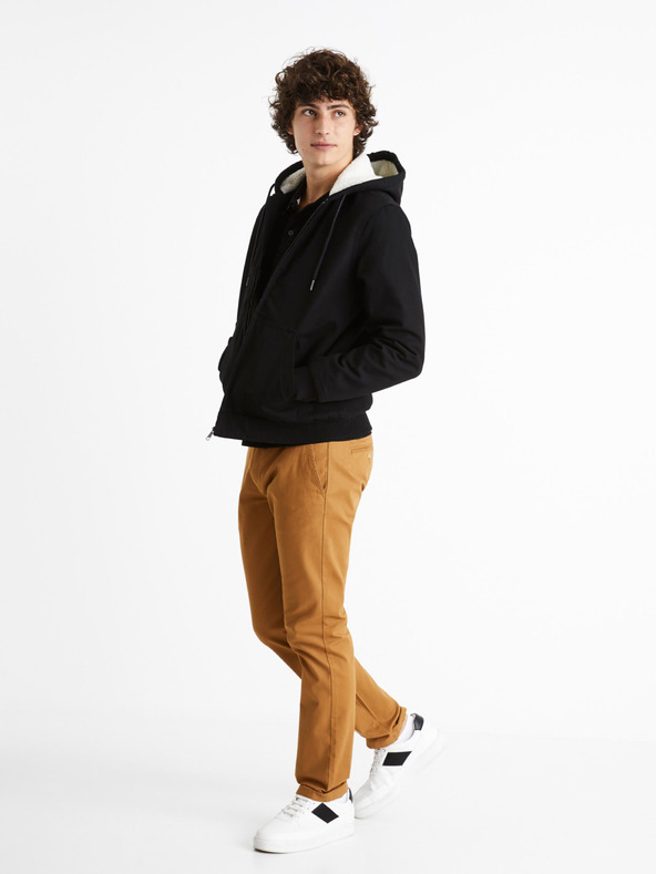 Celio Čierna pánska bunda Celio Cuhoodie