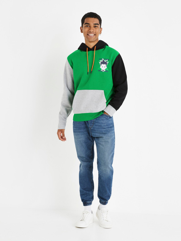 Celio Zelená pánska mikina Celio Hunter x Hunter